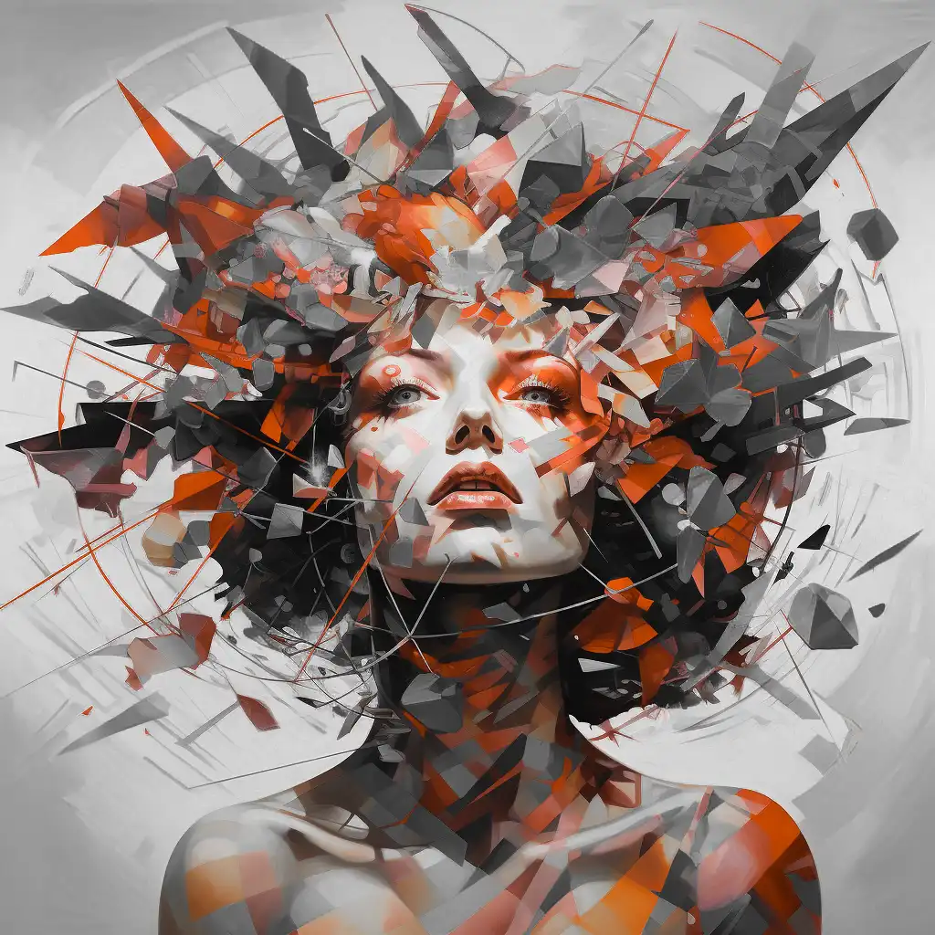 A painting of a woman with orange hair